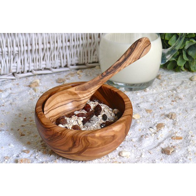 Bol à céréales en bois d'olivier Ø 14 cm sans cuillère