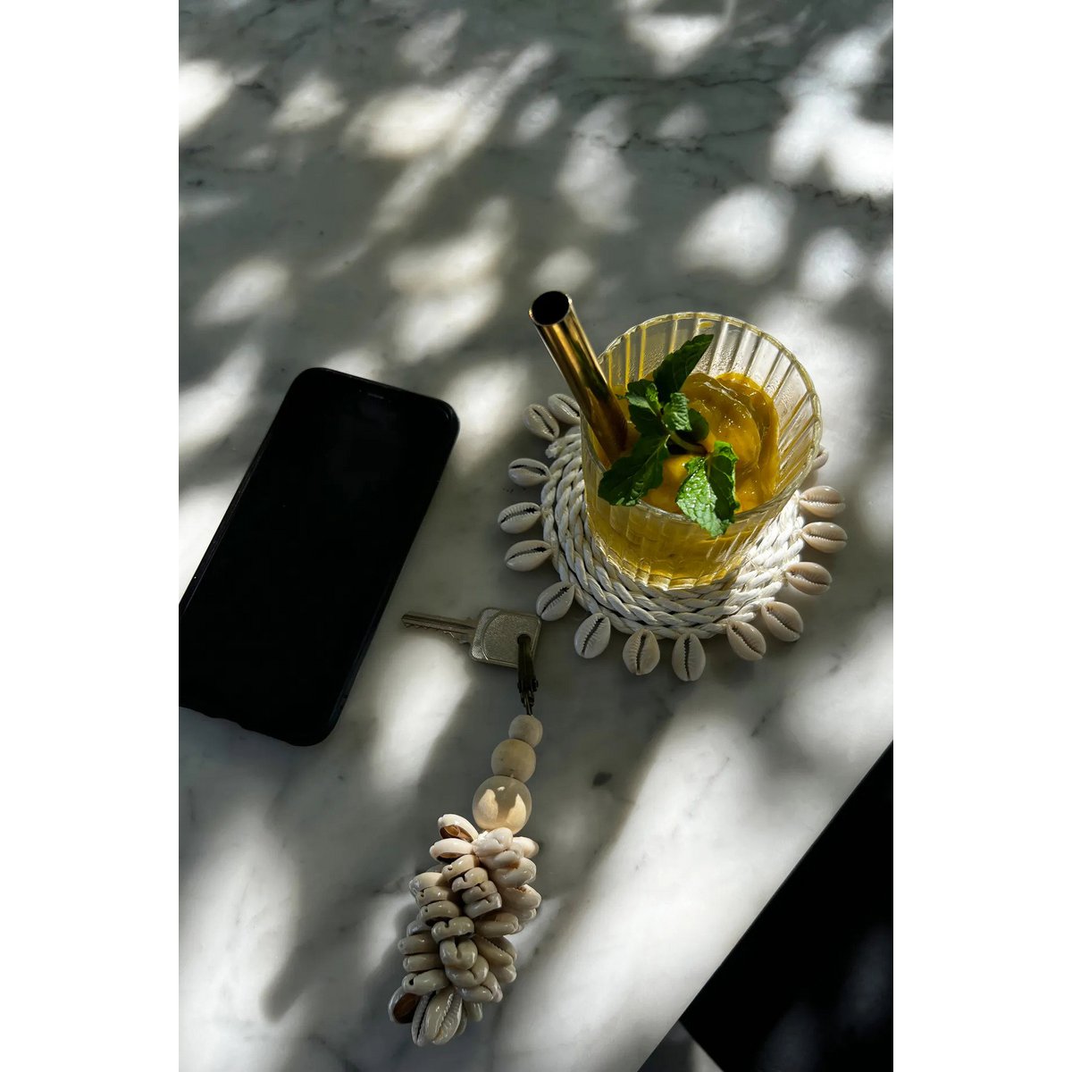 Coaster en coquillage Seagrass - Blanc