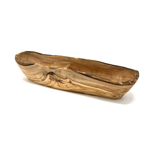 Bol à pain rustique en bois d'olivier d'environ 25 à 34 cm