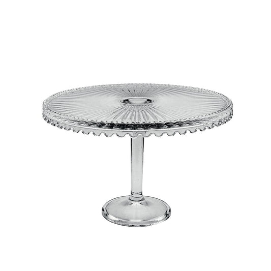 Plat à tarte sur pied en verre grand modèle 32x32x21cm