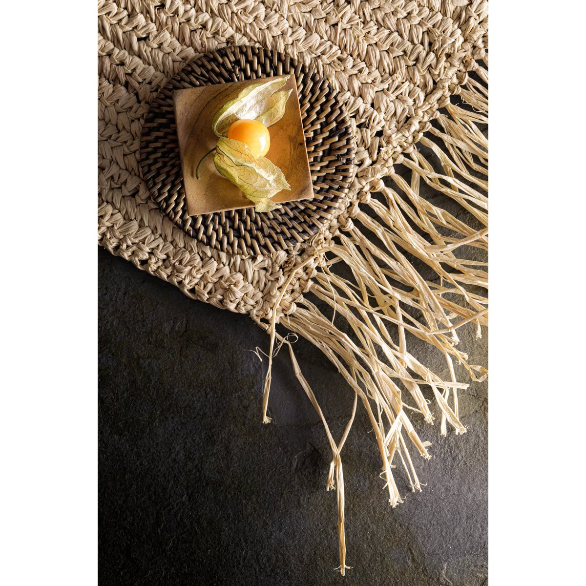 Napperon en raphia The Fringe rectangulaire - Naturel