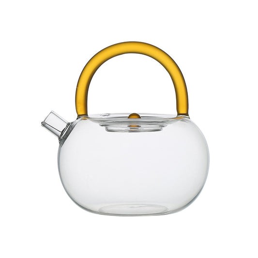 Théière en verre avec anse jaune 800ml