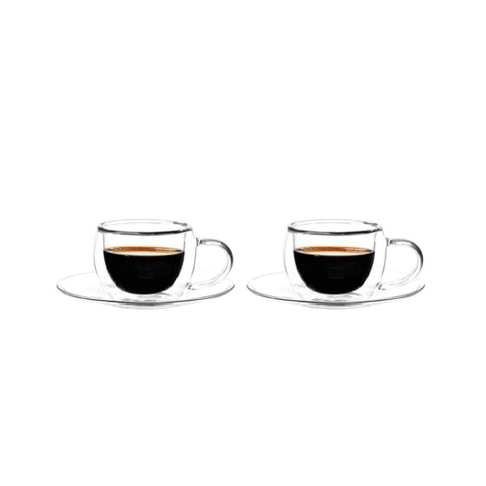 Tasses et sous-tasses double paroi 80ml - lot de 2