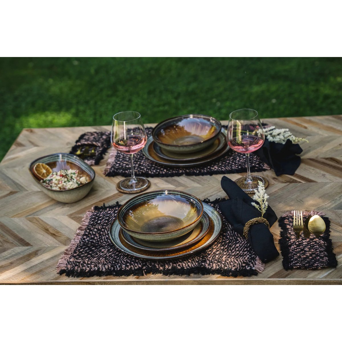 Set de Table en coton tissé main Oh My Gee - Cuivre Noir - Lot de 4