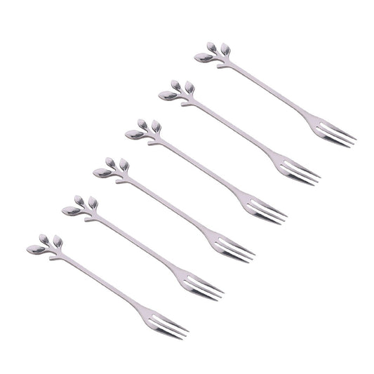 Fourchettes à dessert feuilles assorties argent - lot de 6