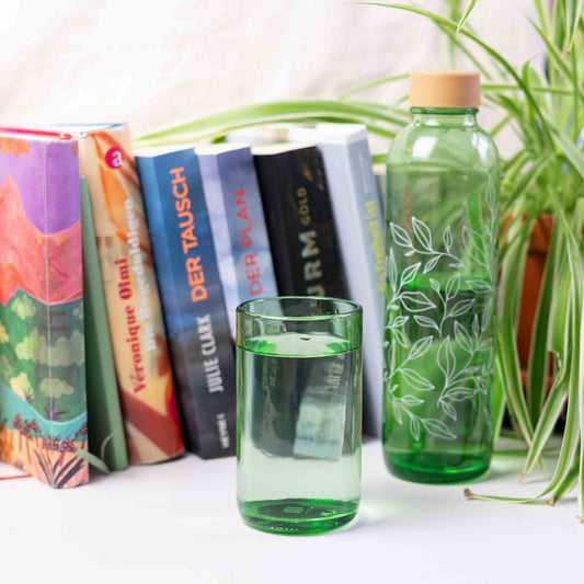 VERRE DE TRANSPORT VERT 300 ml Trinkglas 2er Set - RECYCLAGE
