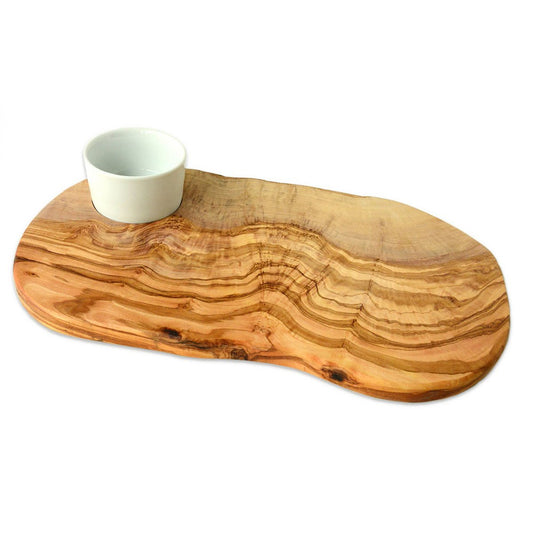 Planche à hamburger RUSTIC avec bol en porcelaine (longueur env. 40-44 cm)