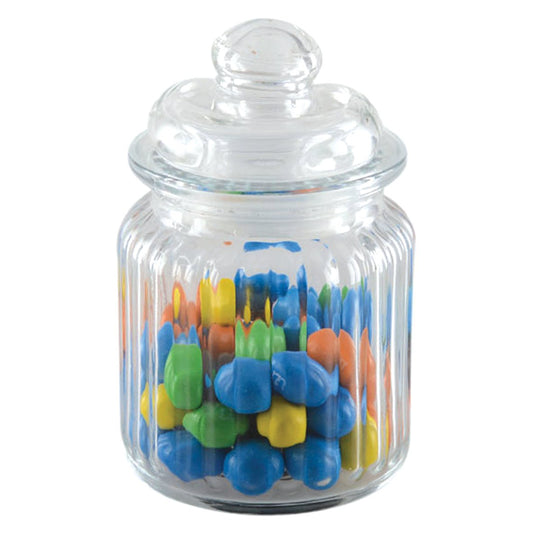 Petit pot en verre avec couvercle striée
