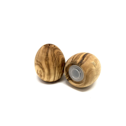 Ensemble de 2 salières et poivrières en forme d'œuf en bois d'olivier