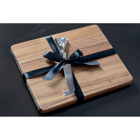 Plateau à fromage en acacia avec couteau design fromage