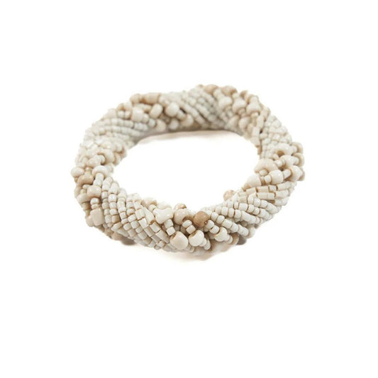 Rond de Serviette en Perles - Blanc - Lot de 4