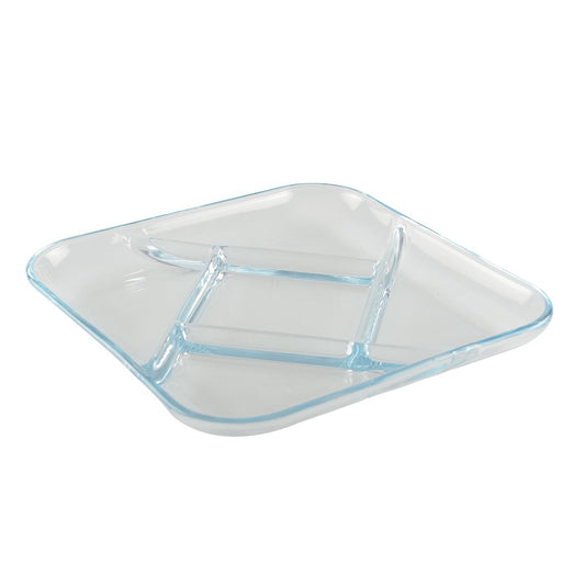 Plat 5 compartiments carré en verre