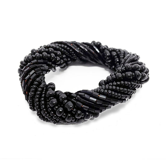 Le Rond de Serviette Perlé - Noir - Lot de 4