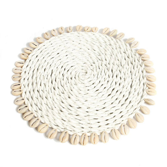 Coaster Seagrass Shell Pan - Blanc