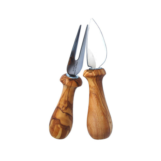 Set de 2 couverts à fromage avec manche en bois d'olivier