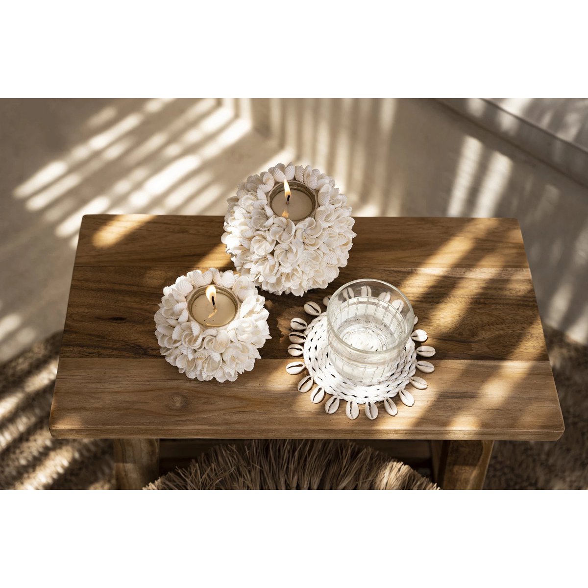 Coaster en coquillage Seagrass - Blanc