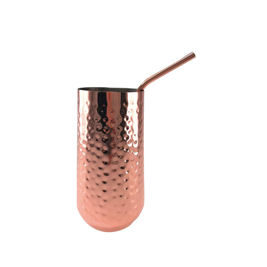 Verre à cocktail avec paille en cuivre