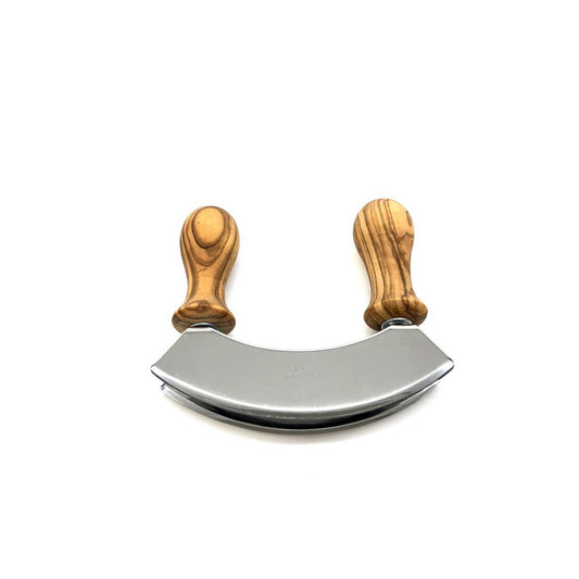 Couteau à hacher DESIGN double lame, poignées tournées