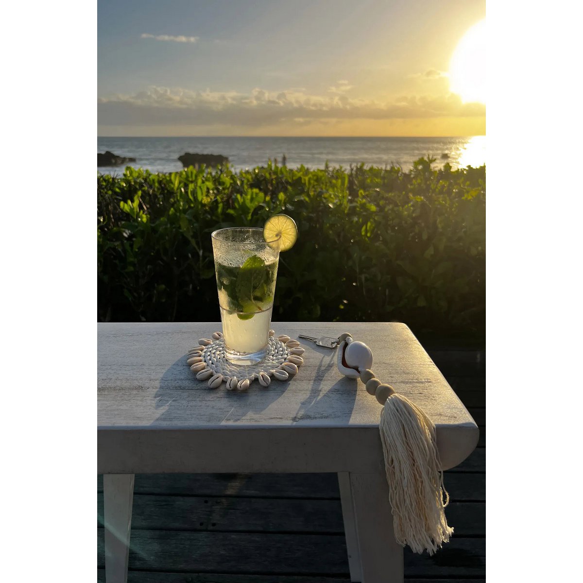 Coaster en coquillage Seagrass - Blanc