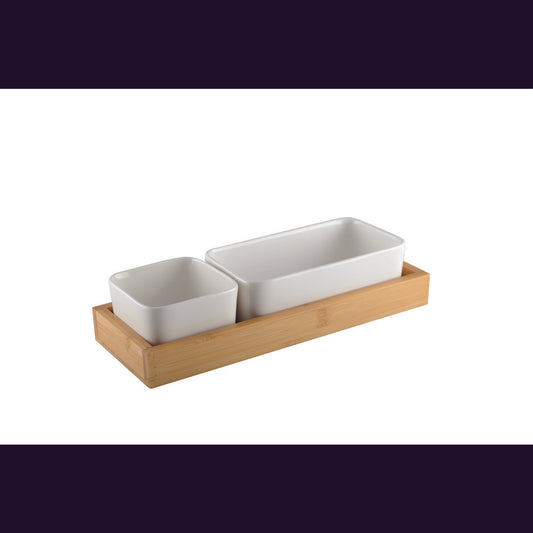 Set apéritif 2 coupelles porcelaine et bambou