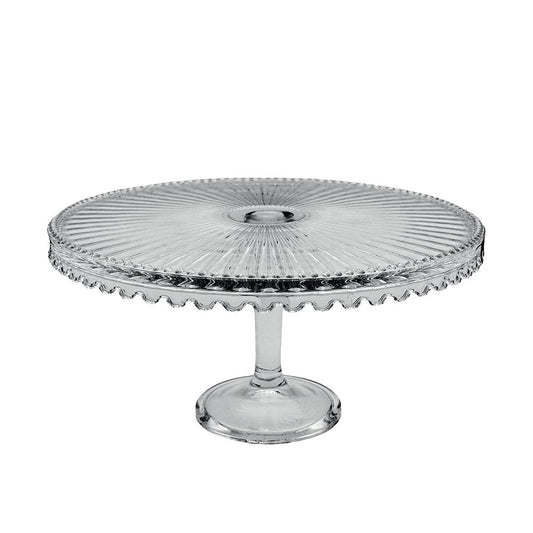 Plat à tarte sur pied en verre moyen modèle 32x32x17cm
