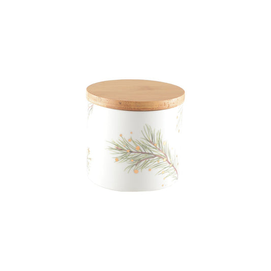 Pot avec couvercle en bois 10x10x9.4