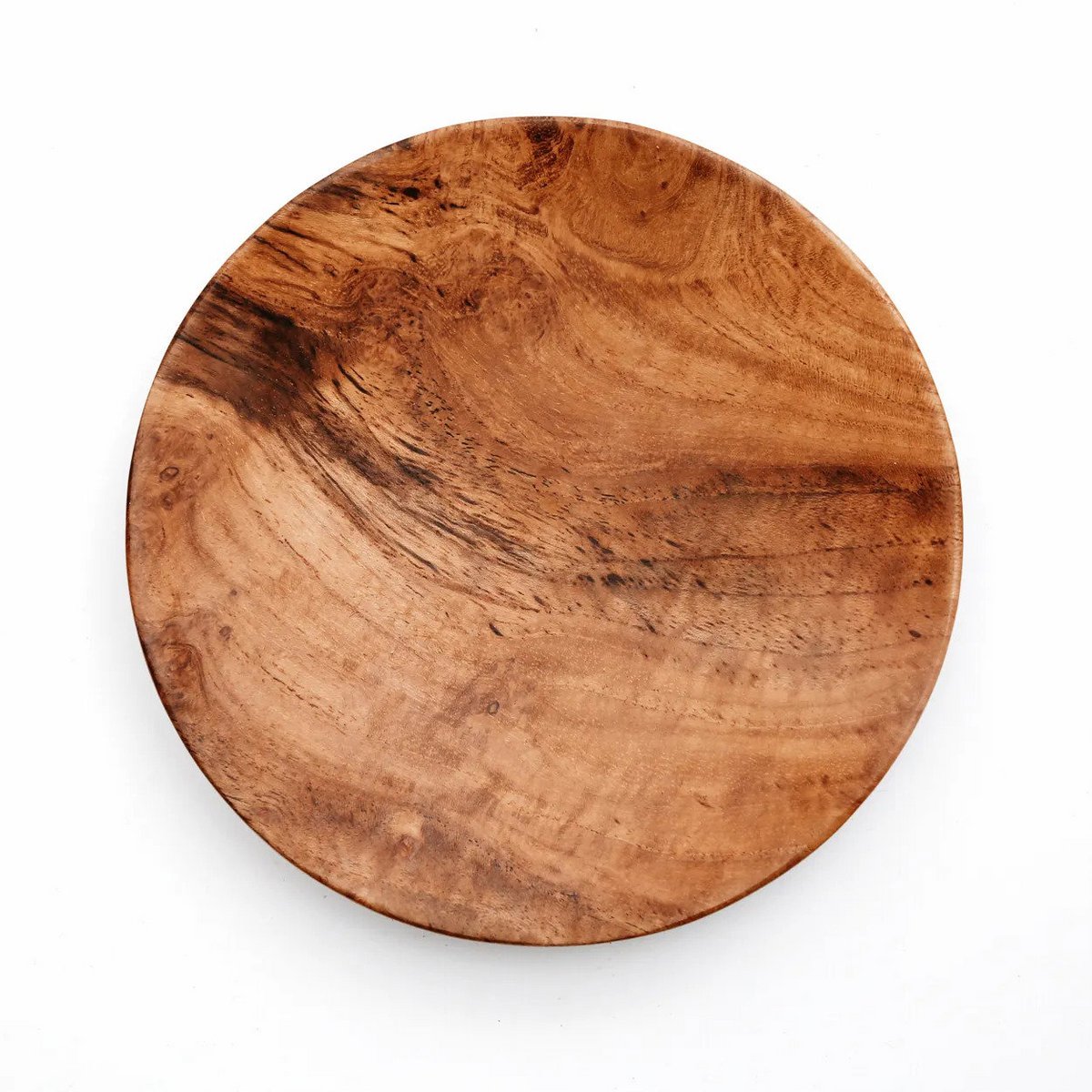 Assiette ronde en racine de teck - L