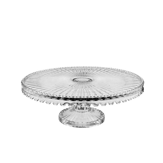 Plat à tarte sur pied en verre petit modèle 32x32x12cm